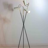 Unique tripod floor lamp by Stilnovo with white shades, Italy 1960s
