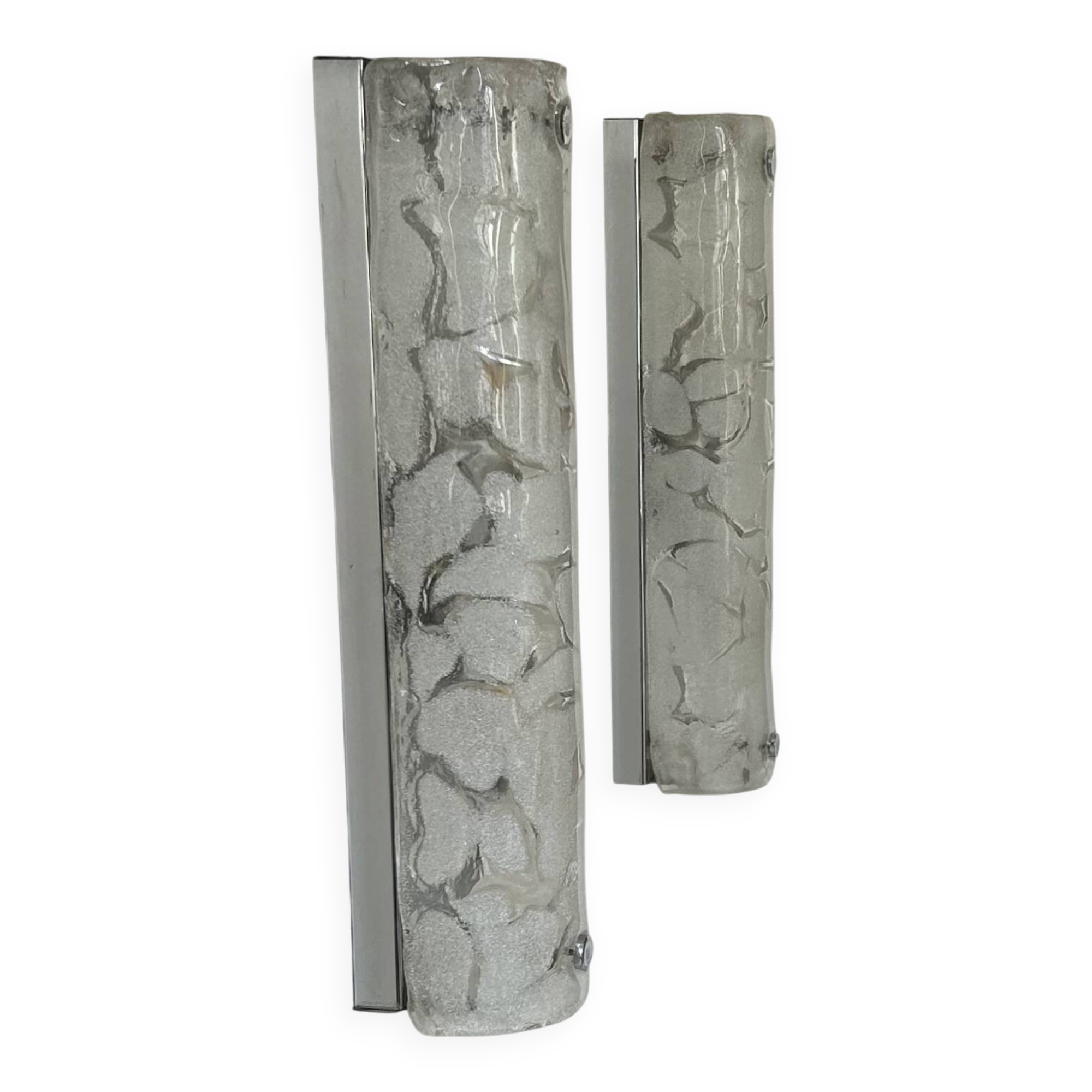 Paire d'appliques vintage en verre murano et métal chromé, Italie, 1960