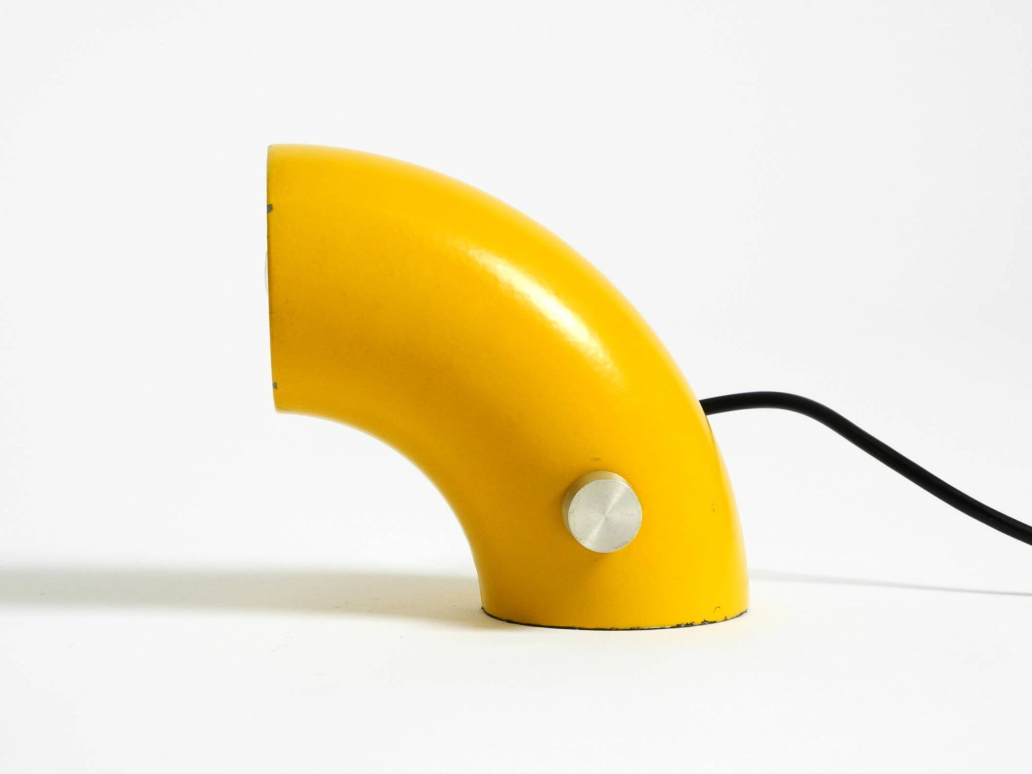 Very rare original Space Age 60s yellow table lamp made of iron by Temde
