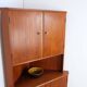 Vintage Danish teak corner cabinet, retro 1960s style.