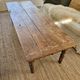 XXL coffee table in solid raw elm wood with 2 drawers, rustic antique.