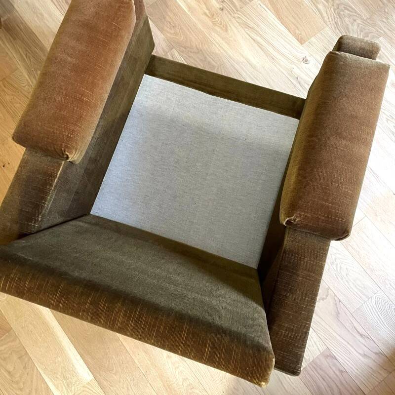 Paire de fauteuils vintage en velours et palissandre