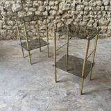 Pair of glass side tables with gilded feet