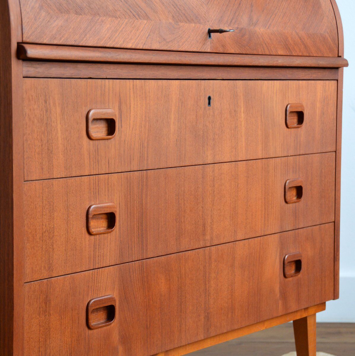 Swedish secretary sliding tray teak 1950s