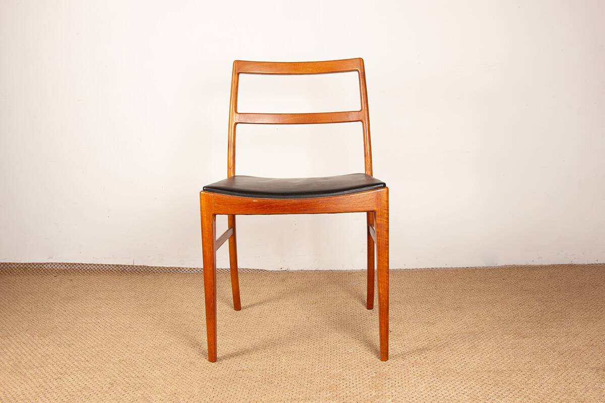 Set of 4 Danish teak and leather chairs, model 430, by Arne Vodder, 1960