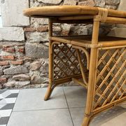 Table d'appoint, desserte en rotin, 2 niveaux