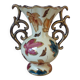 Vintage vase from Belgium signed – 1950s ceramic, decorated with coloured leaves.