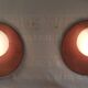 Globe-shaped wall sconces in opaline glass and wood - mid-20th century