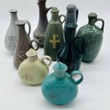 Set of nine modern sculptural ceramic vases from the mid-century, Bauhaus influence.