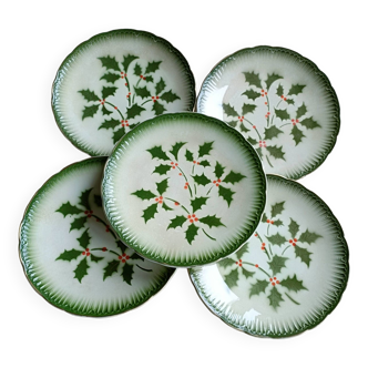 Rare Badonviller plates with holly decoration