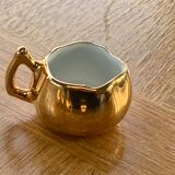 4 small cups dabbling ceramic enamelled gold and vintage white