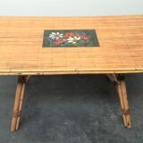Table salle a manger 1950 Vallauris jonc rotin