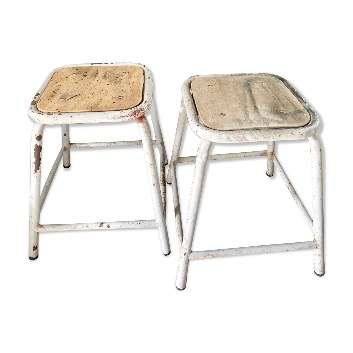Pair of industrial workshop stools