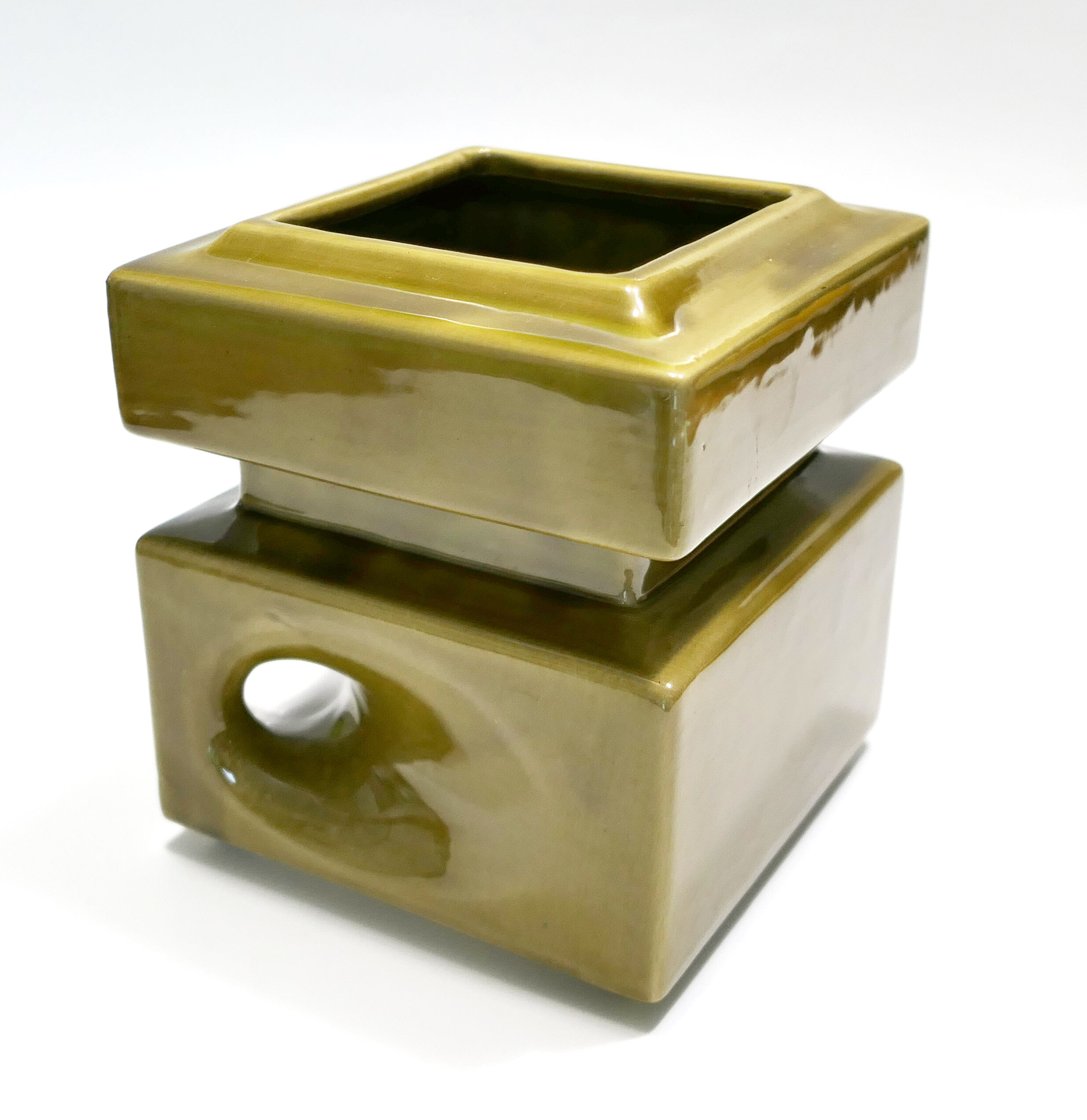 Modernist ceramics 1960s olive green