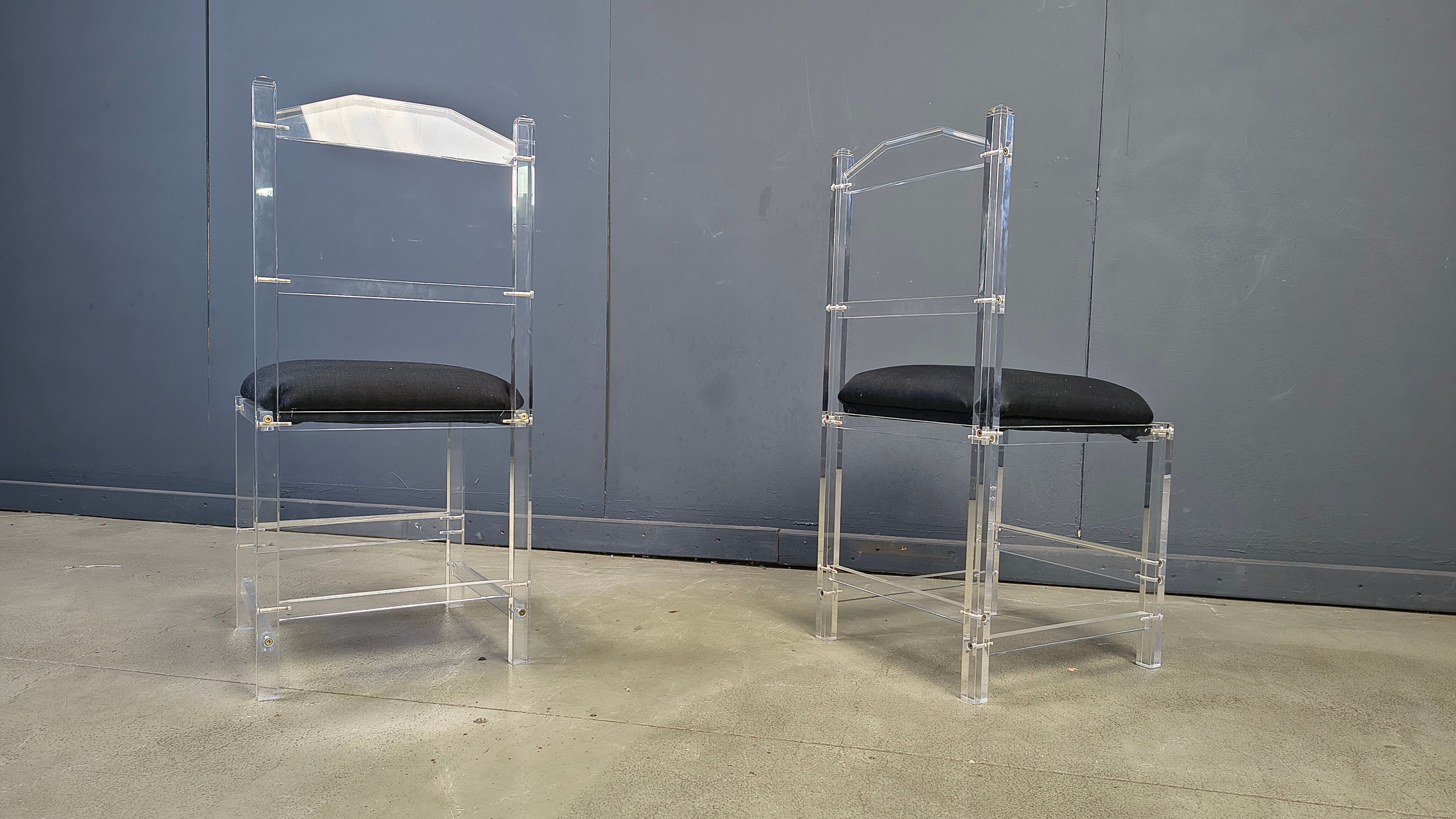 Lucite or plexi dining chairs, 1970s - set of 6