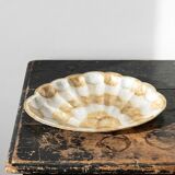 Large platter or shell-shaped catchall in capiz mother-of-pearl and vintage brass.