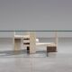 Postmodern Architectural Travertine Coffee Table, 1970s