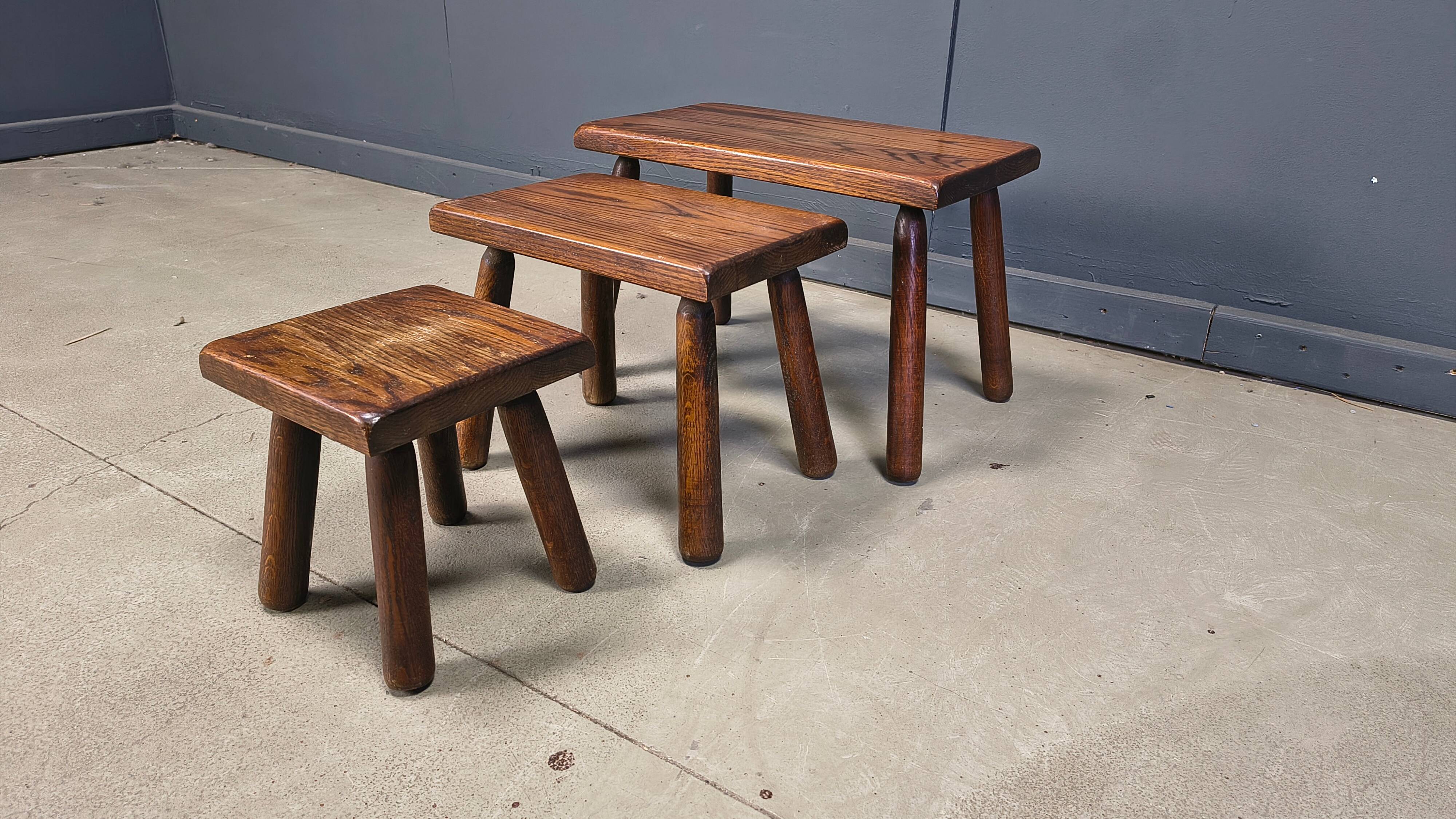 Vintage brutalist nesting tables, 1960s