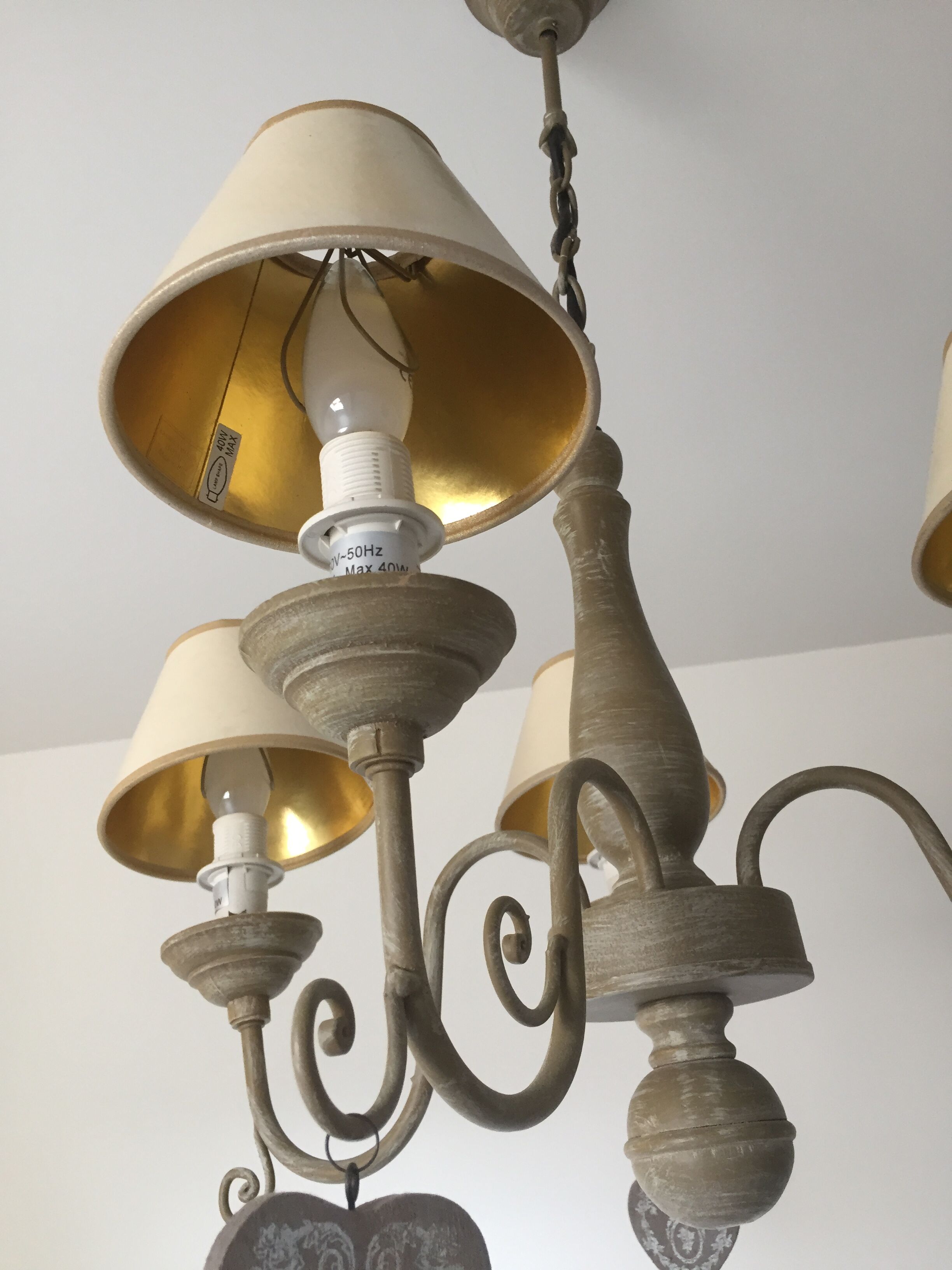 Lustre hollandais bois et métal 4 feux