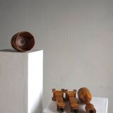 Carved wooden candle holders and bowl set | Sweden | 1970s