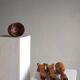 Carved wooden candle holders and bowl set | Sweden | 1970s