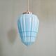 Suspension Art Déco en opaline bleue, années 1920-30