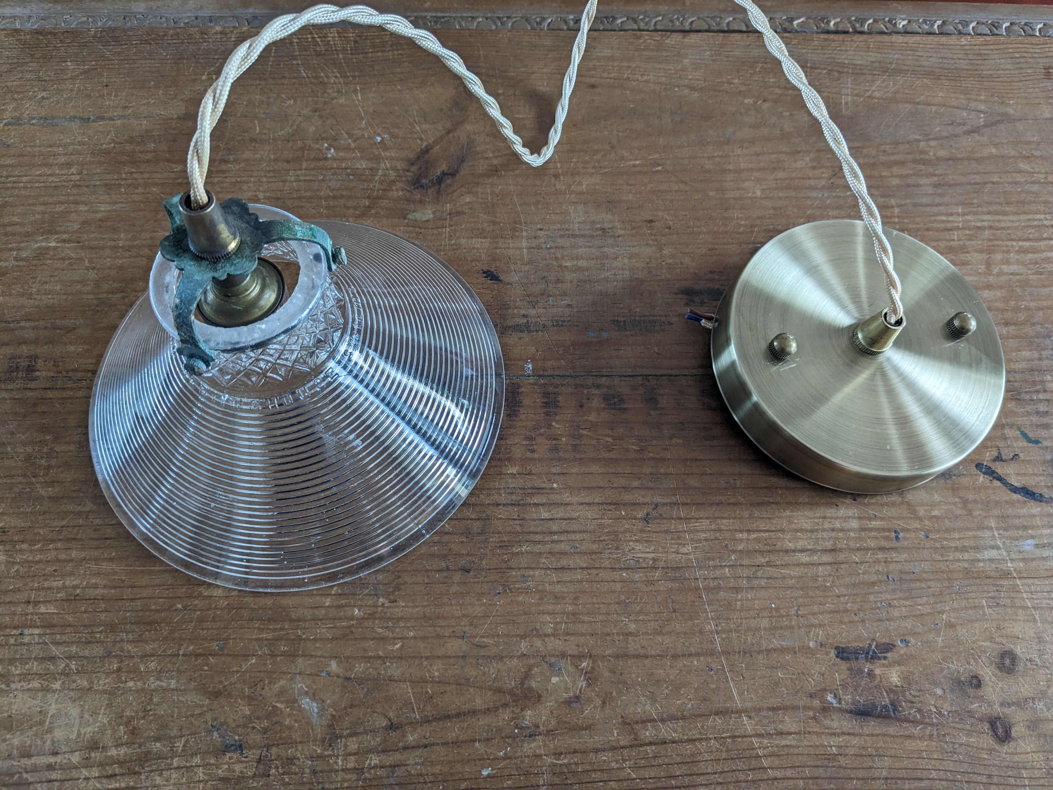 Vintage glass pendant lamp Westinghouse XIXth