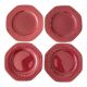 4 flat plates red ruby relief Art Decoo