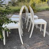 Set of white Victoria Ghost chairs by Philippe Starck for Kartell
