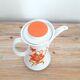 Vintage teapot / coffee maker - Bavarian porcelain - Orange flower décor - 1970
