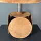 Midcentury XL ( 82 cm ) imposing terracotta suede table lamp. 1970s