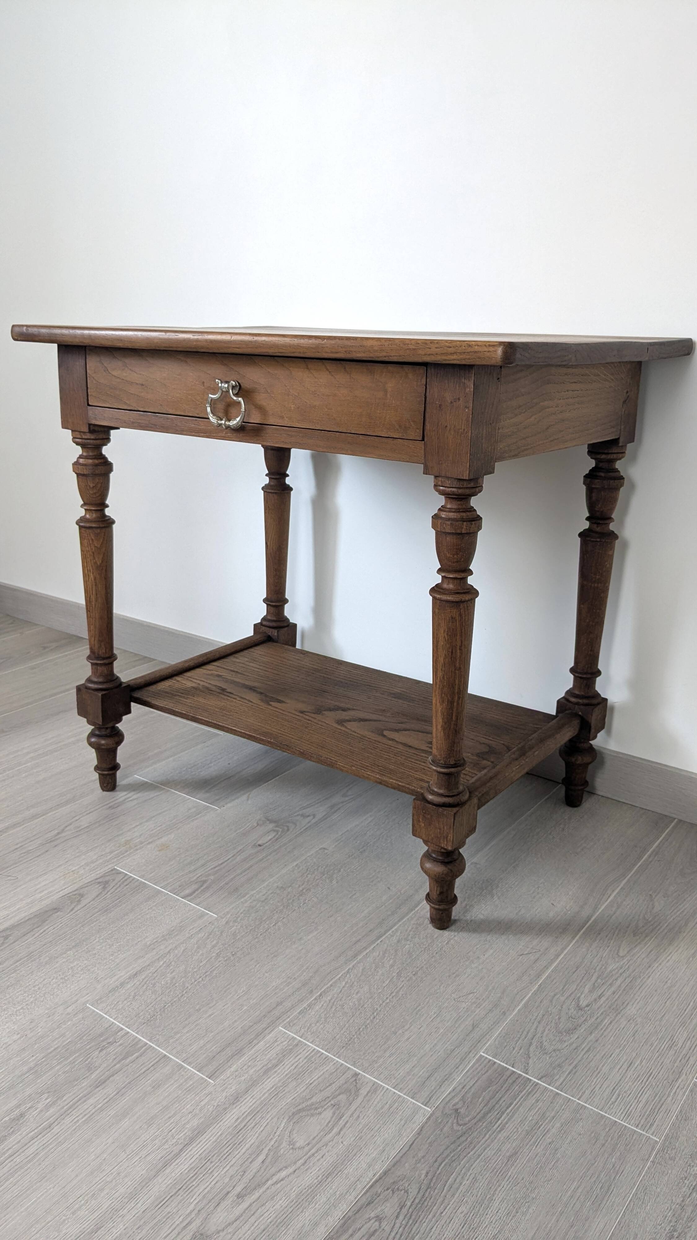 Napoleon III style writing table in oak, turned legs