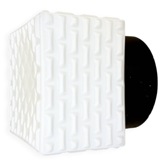 Vintage Square Milk Glass Wall or Ceiling Light, 1970s