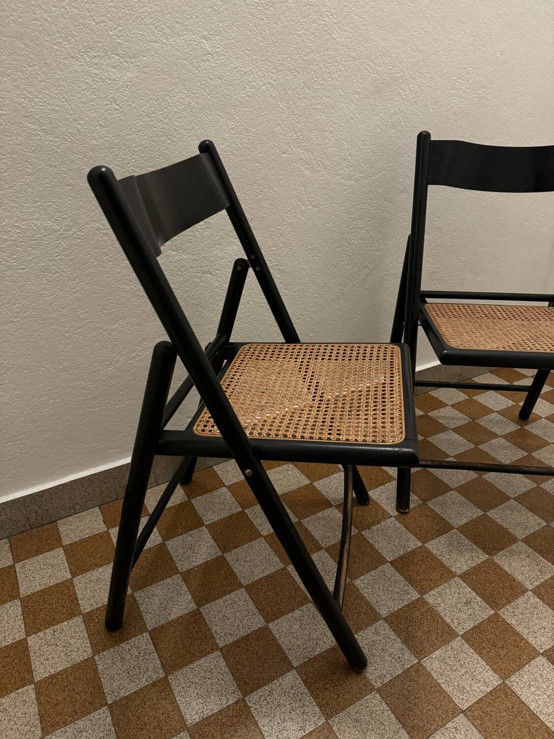 70s rattan cane folding chairs (X2)