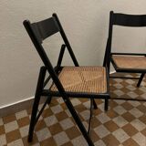 70s rattan cane folding chairs (X2)