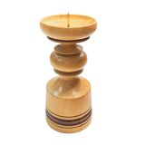 Large, turned wooden candlestick, Belgium, 1970s.