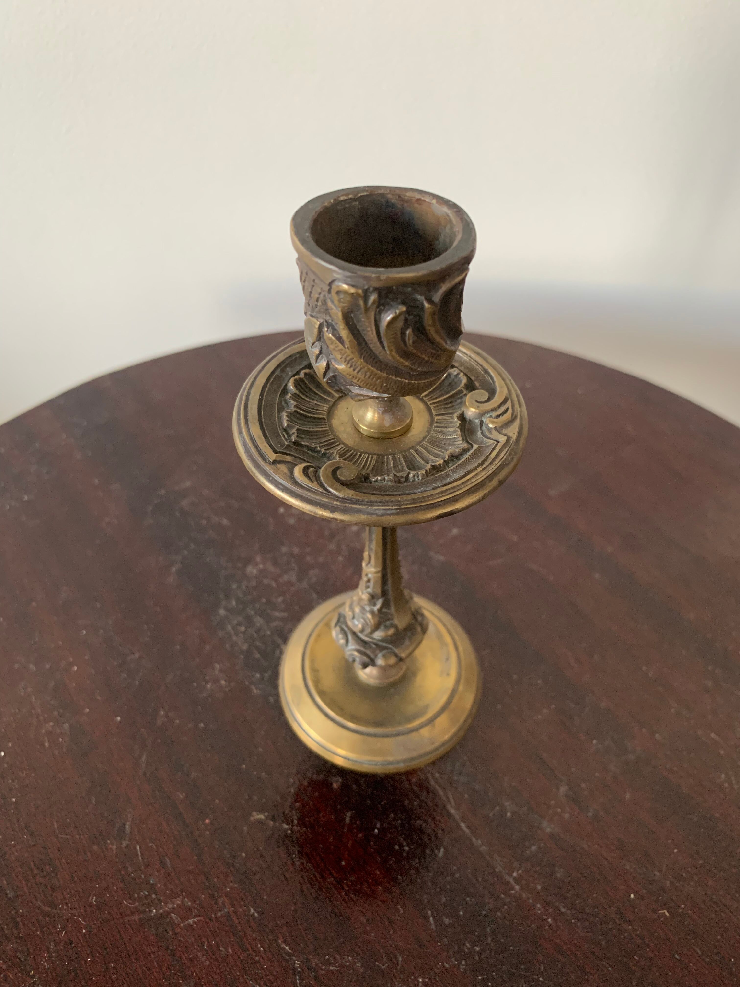 Antique bronze candle holder