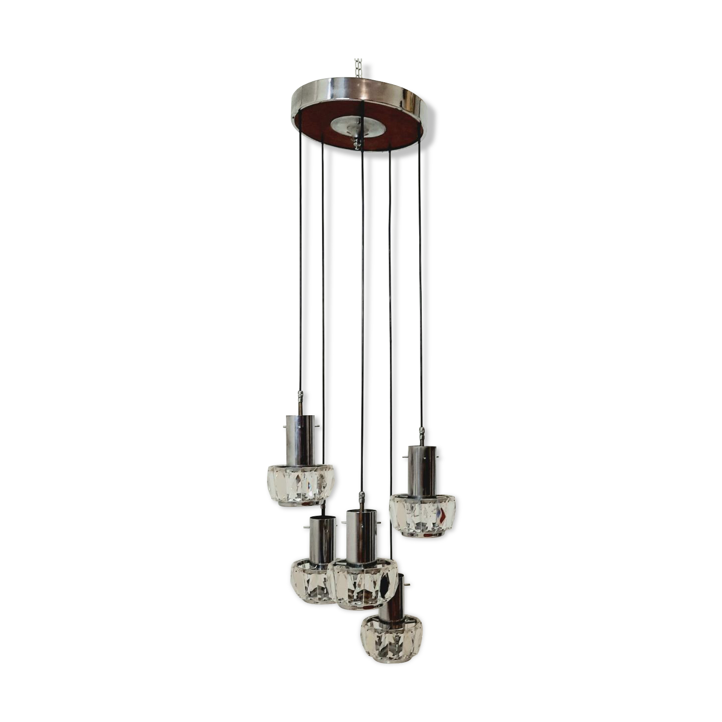 Cascade chandelier - vintage - steel and glass