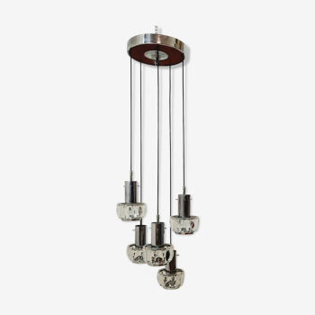 Cascade chandelier - vintage - steel and glass