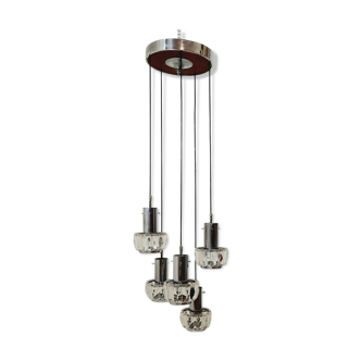 Cascade chandelier - vintage - steel and glass