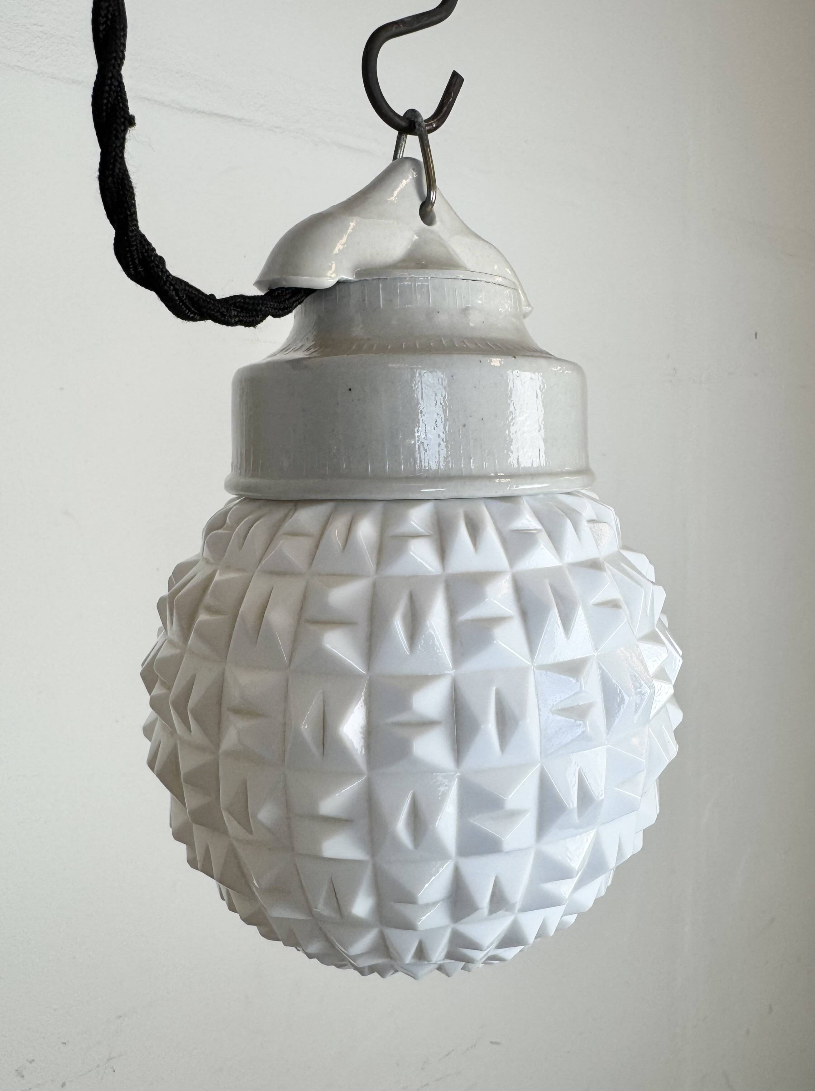 Vintage White Porcelain Pendant Light, 1970s