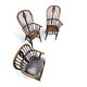 4 x Antique Windsor 2 low / 2 high spindle back arm chair in elm wood / 19th century