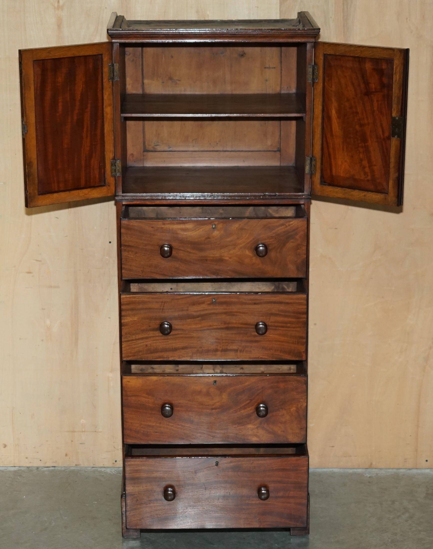 Pair of antique high chests of drawers from Castle Howard 1840 in hardwood.