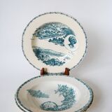 Set of 3 mismatched Iron Earth soup plates L&G Buffon model 19th century