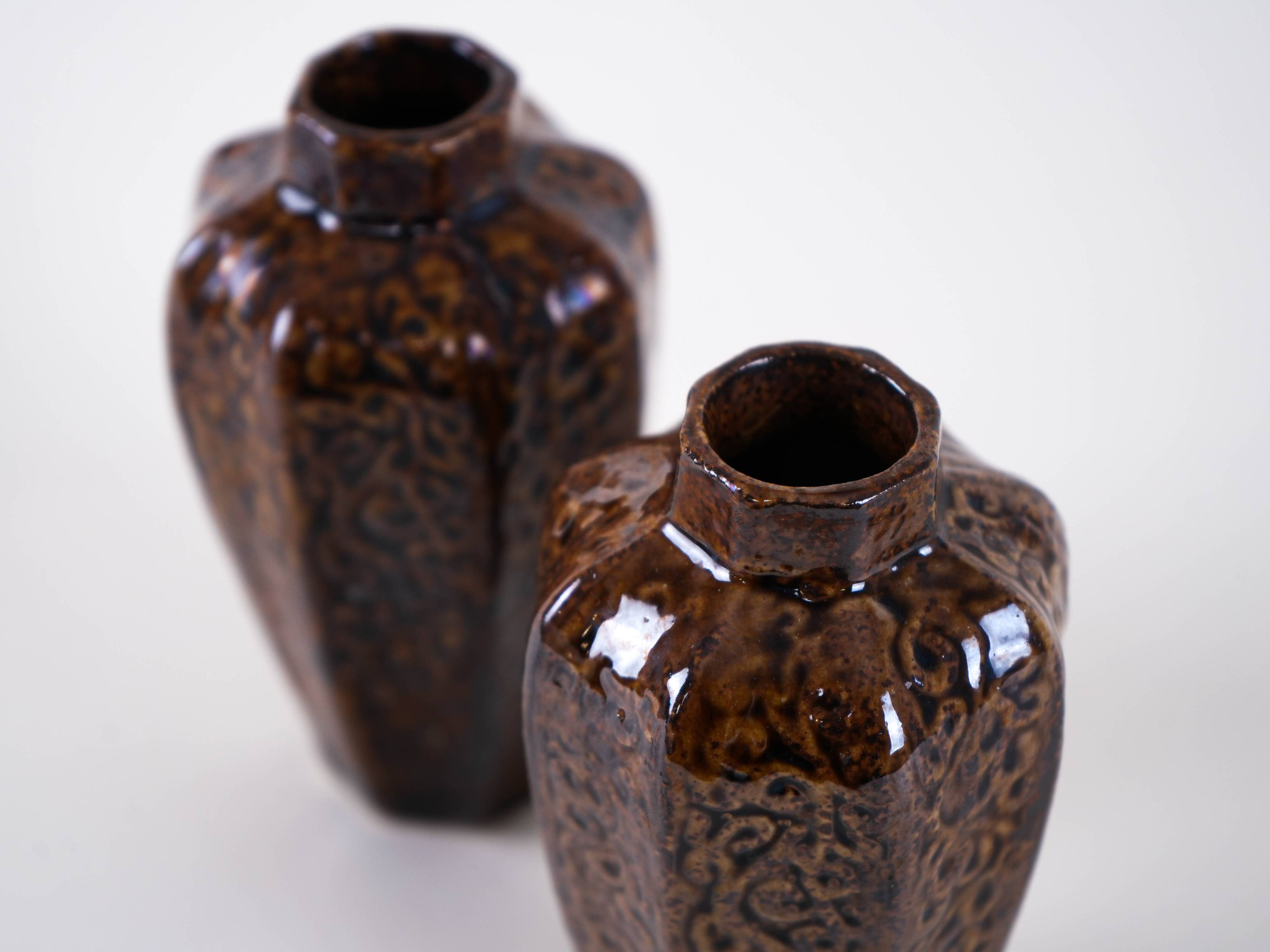 Set of brown ceramic vases, Danish design, 1960s, made in Denmark