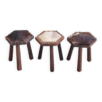 Suite of 3 vintage stools 1970