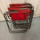 Lot 4 Renolux camping armchairs folding iron and red fabric