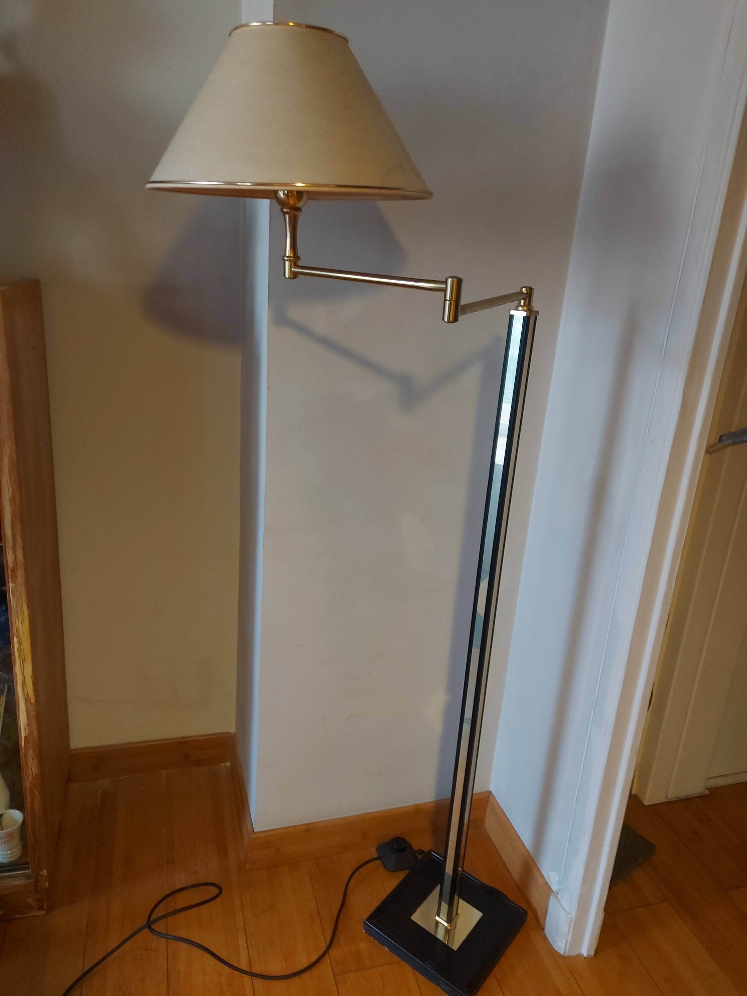 Vintage reading floor lamp in gold metal