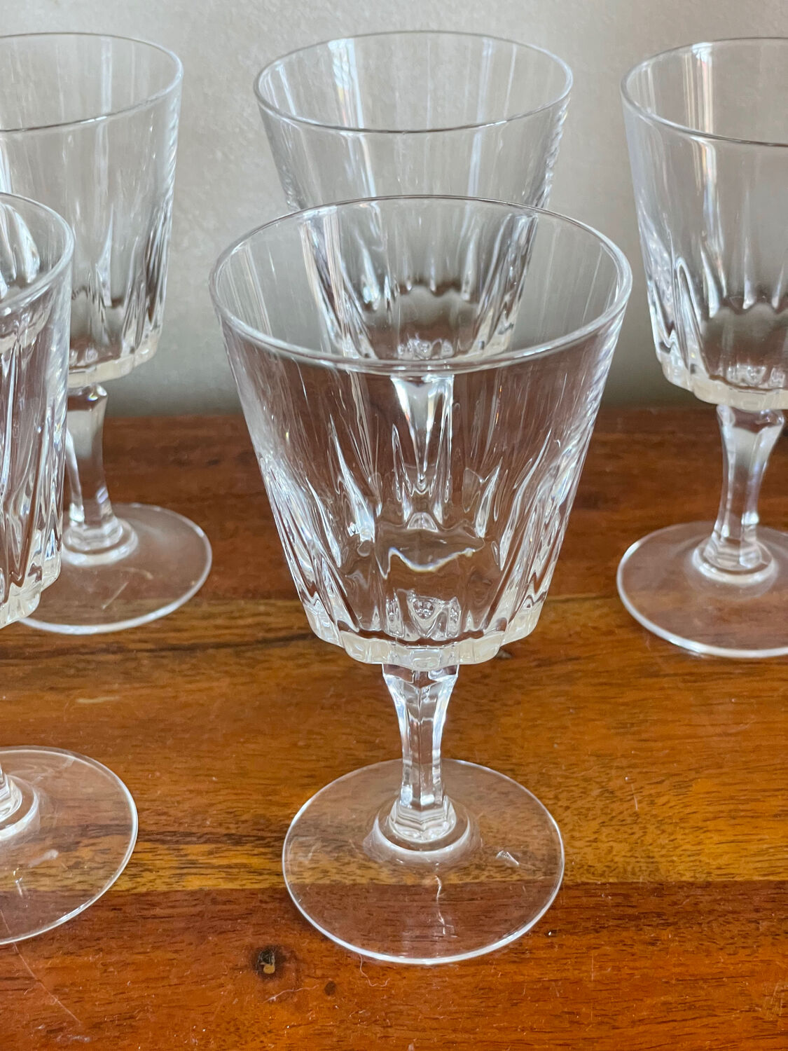 6 Arques Versailles crystal wine glasses