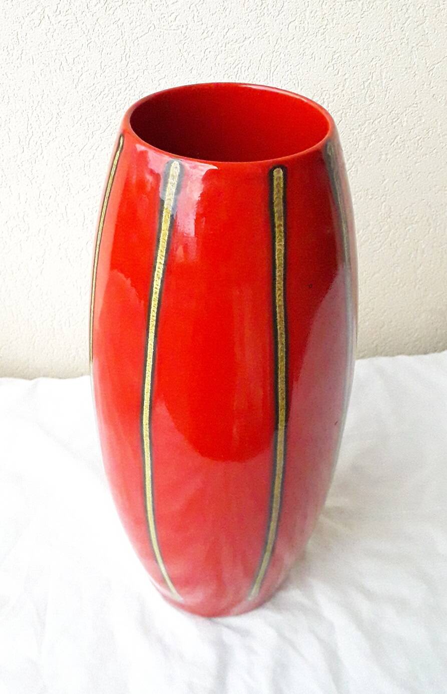 Red ceramic vase